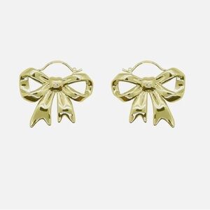 Sandy Liang Gold Bow Drop Earrings